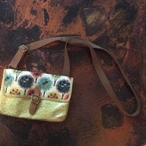 Fossil bird and trees cross body purse